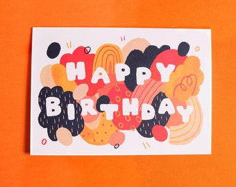 Happy Birthday A5 Greeting Card | Colourful and abstract design