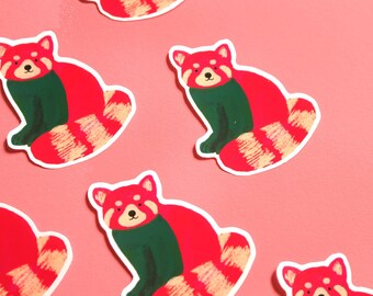 Red Panda Glossy Vinyl Die-Cut Sticker | Waterproof