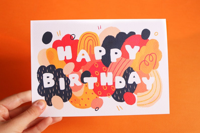 Happy Birthday A5 Greeting Card Colourful and abstract design image 2