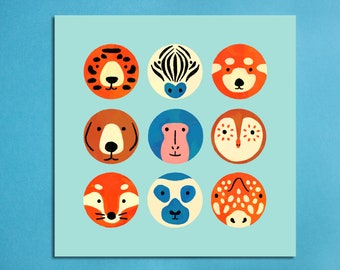 Animal Faces Art Print