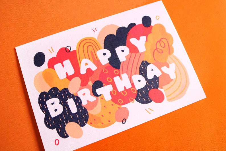 Happy Birthday A5 Greeting Card Colourful and abstract design image 4