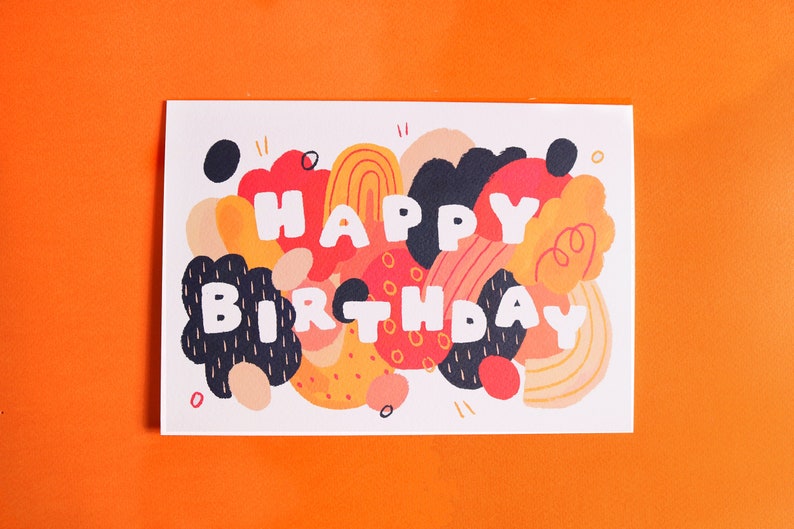 Happy Birthday A5 Greeting Card Colourful and abstract design image 1