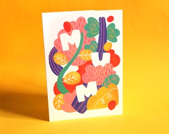 Tarjeta de Felicitación para Mamá / A5 Diseño Colorido y Abstracto