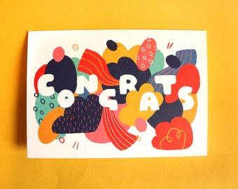 Congrats A5 Greeting Card | Colourful and Abstract design