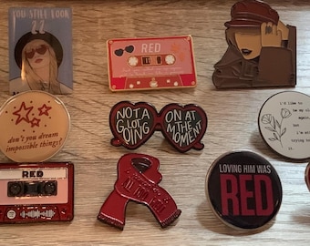 Red inspired enamel pins