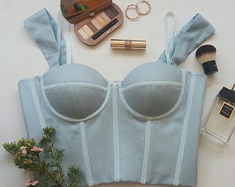 light blue bustier top