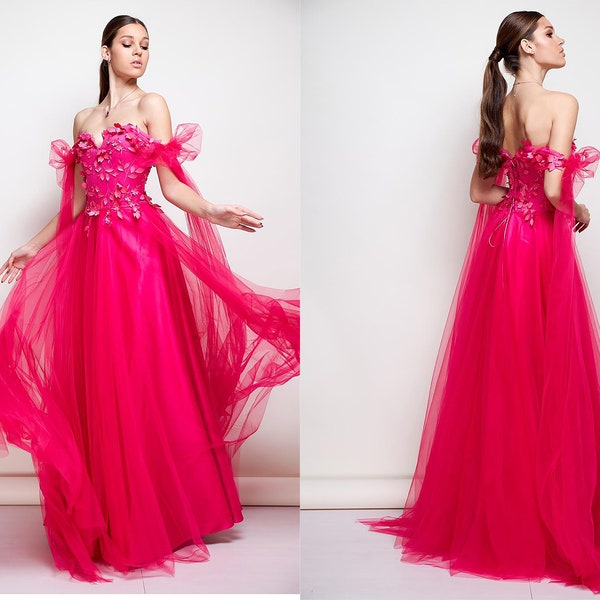 Pink Evening Dress Etsy