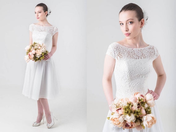 Civil Wedding Dress Short Bridal Gown 