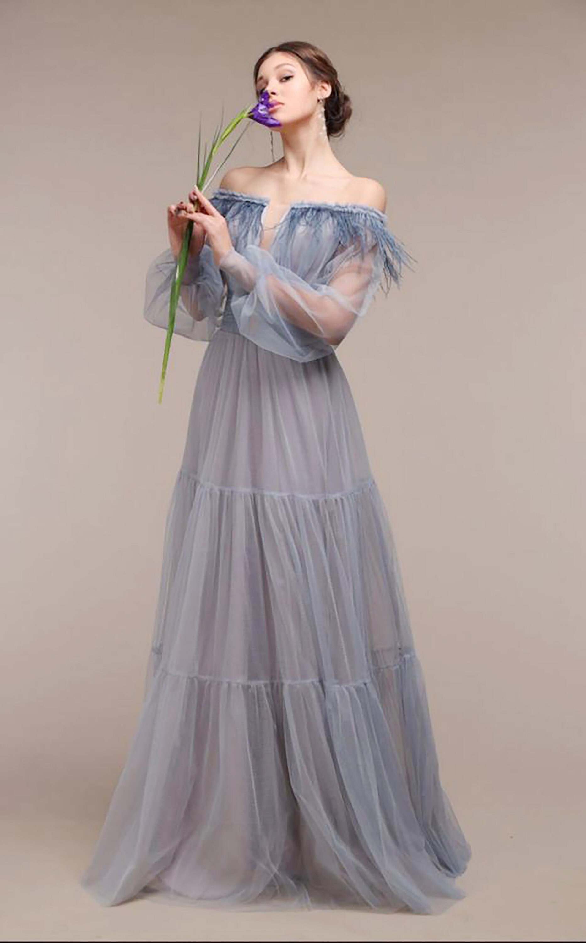 Dusty Blue Bridesmaid Tulle Dress off ...