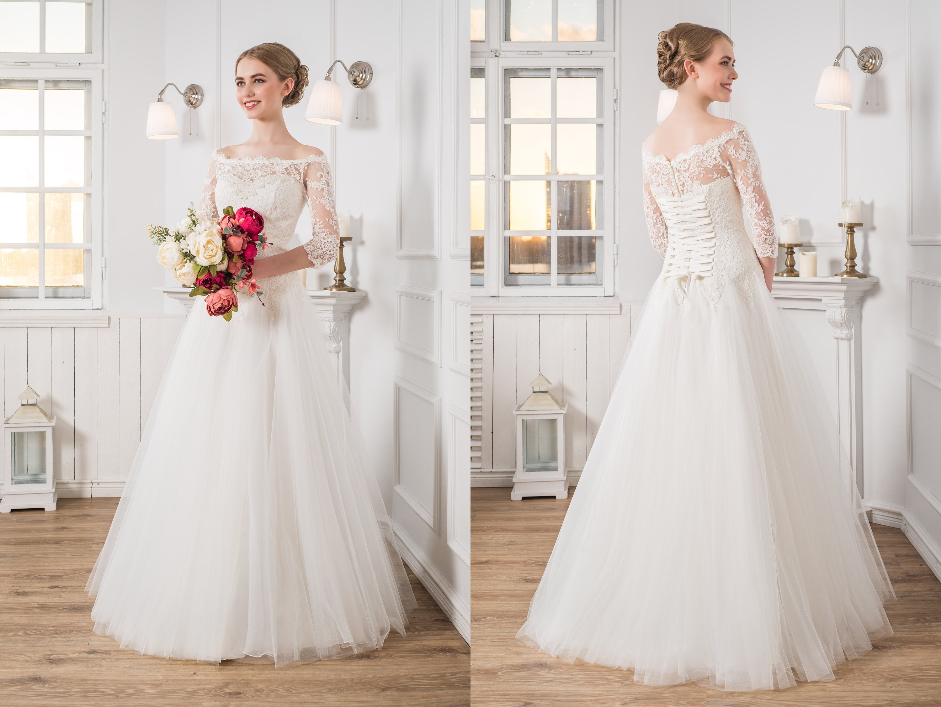 Plus Size Wedding Gown Evening Dress Plus Size Gown Modest Etsy