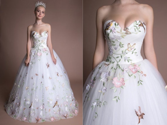 floral applique wedding dress