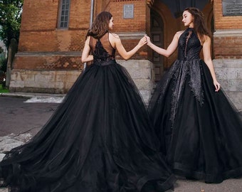 classic black evening gown