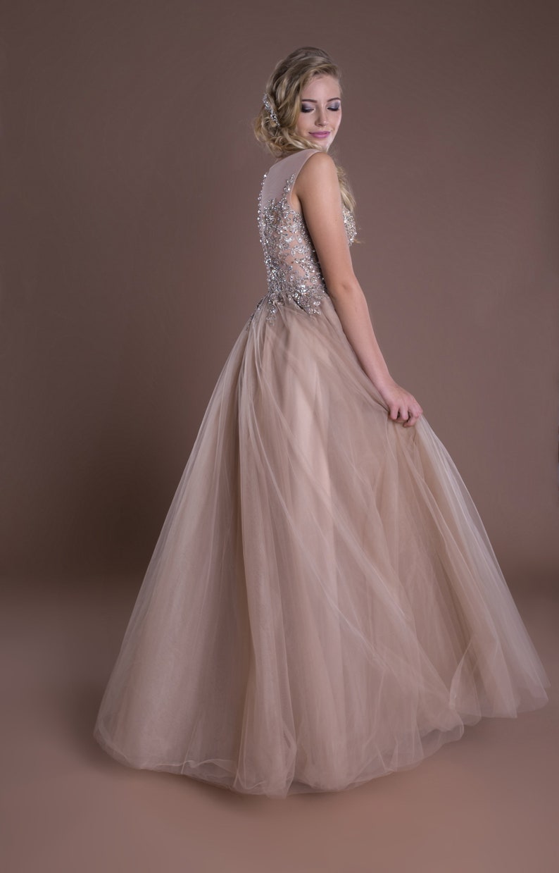 beige formal gown