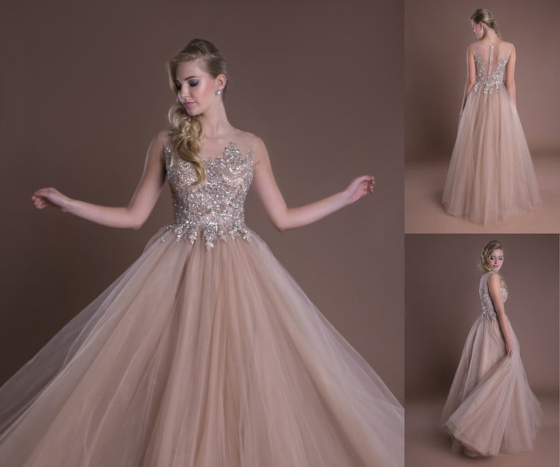 beige ball gown