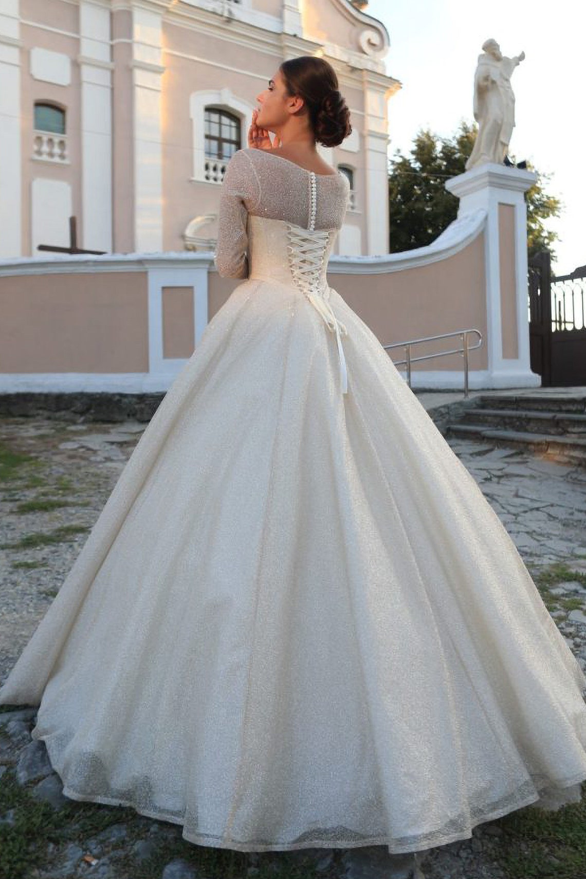 Sparkle Glitter Ball Gown Wedding Dresses Long Sleeve Bridal | Etsy
