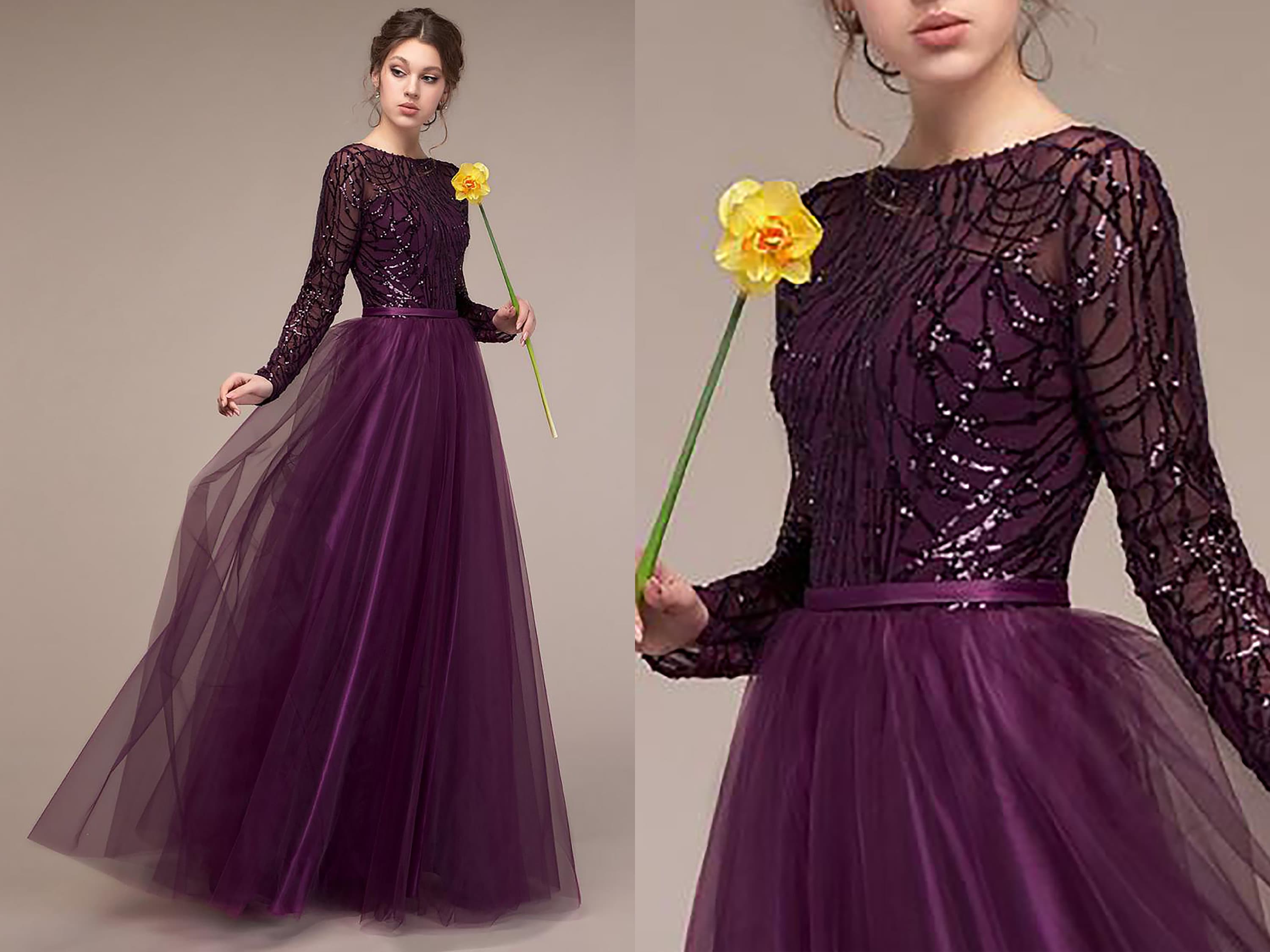 Plum Dress Wedding Guest Dress Eggplant ...