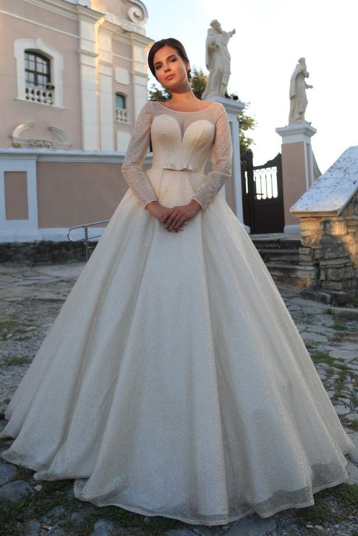 Sparkle Glitter Ball Gown Wedding Dresses Long Sleeve Bridal Etsy