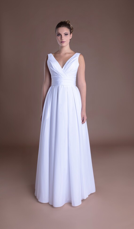 Simple Modest Wedding Dress Silk Plain Sheath Wedding Dresses Etsy
