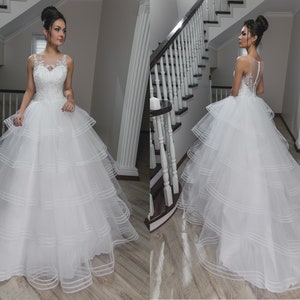 Impresionantes capas de tul falda vestidos de novia moda | Etsy México