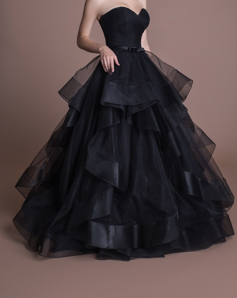 Black Bridal Tulle Skirt Gothic Wedding Maxi Skirt Floor | Etsy