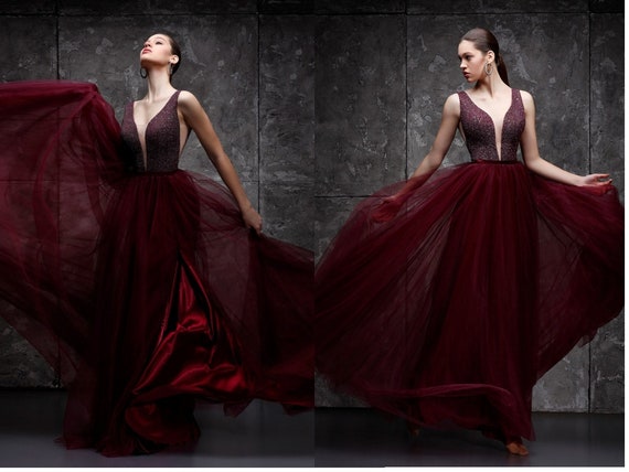 ball gown maroon