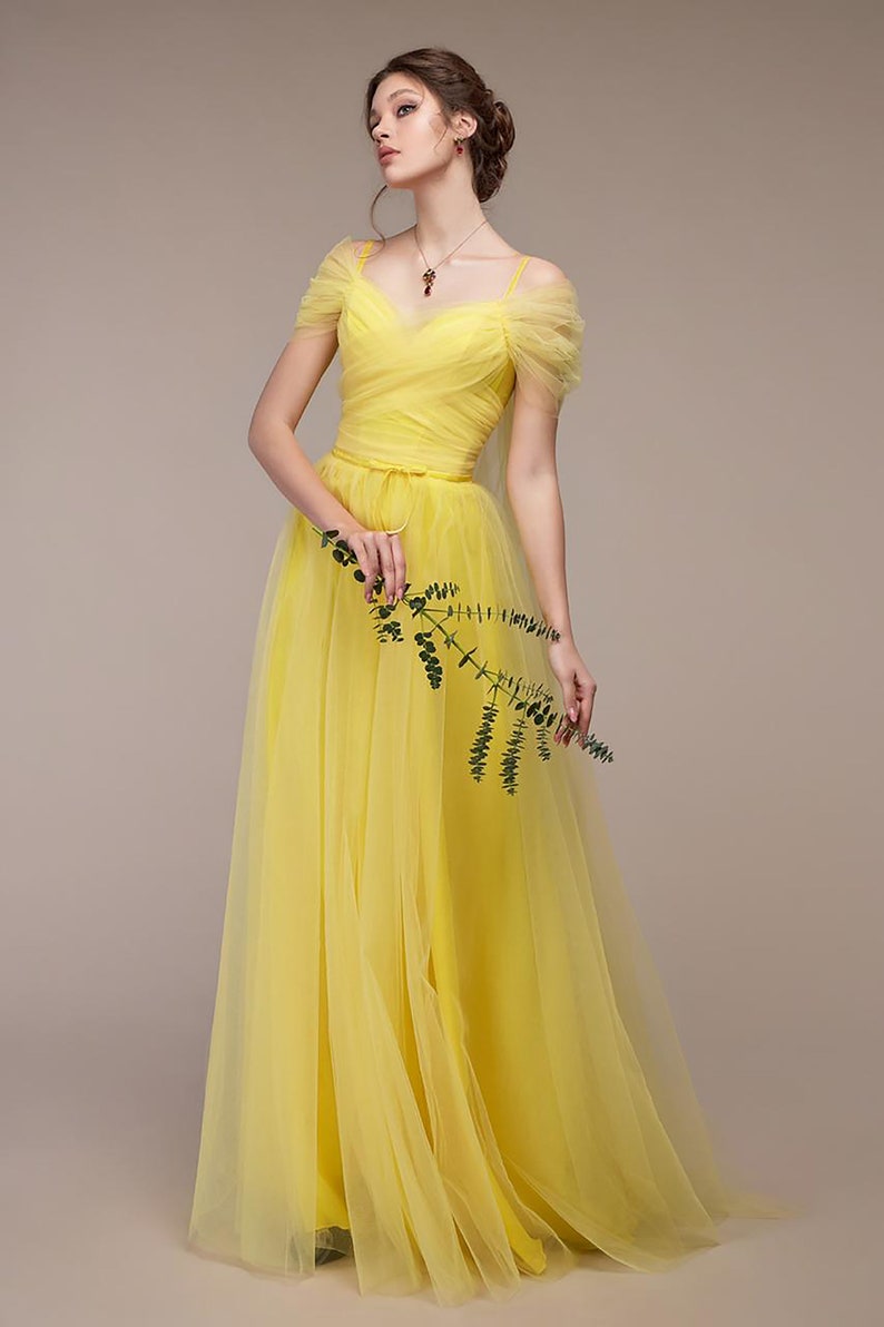 Yellow Chiffon Wedding Dresses Yellow Bridal Gown Beack Etsy