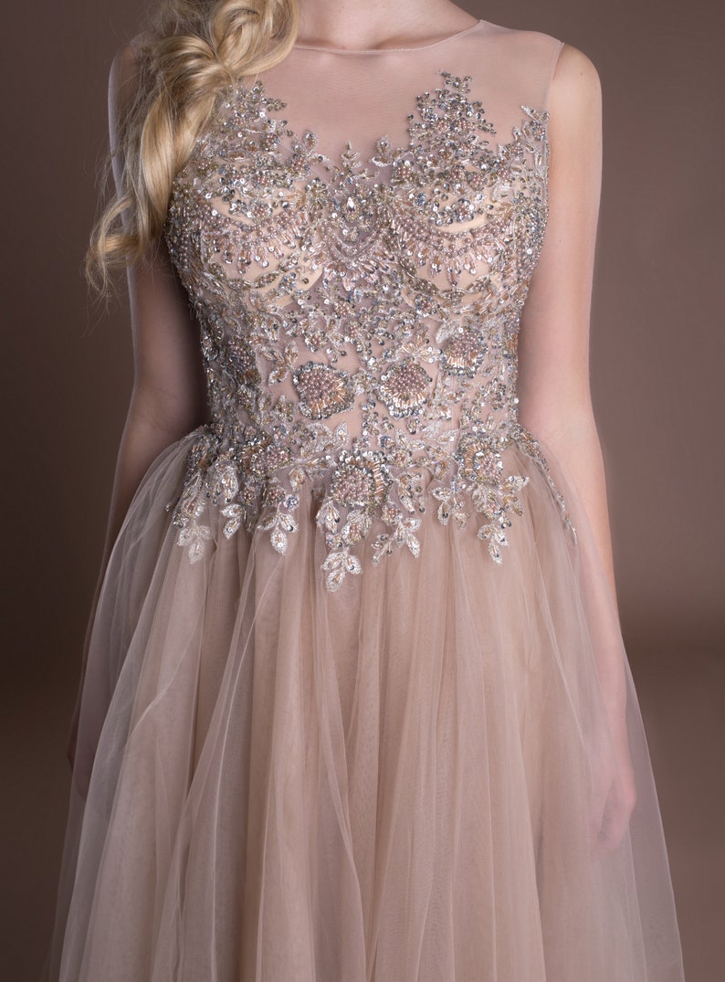 beige formal gown