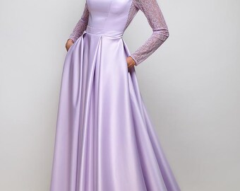 Lilac Satin Infinity Dress Lavender 