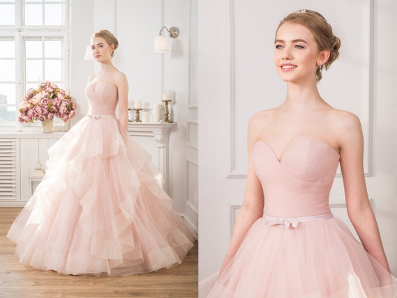 pink vintage wedding dress