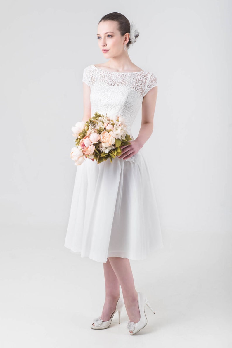 Tea Length Wedding Dress Elopement Dress 50s Wedding Dress - Etsy