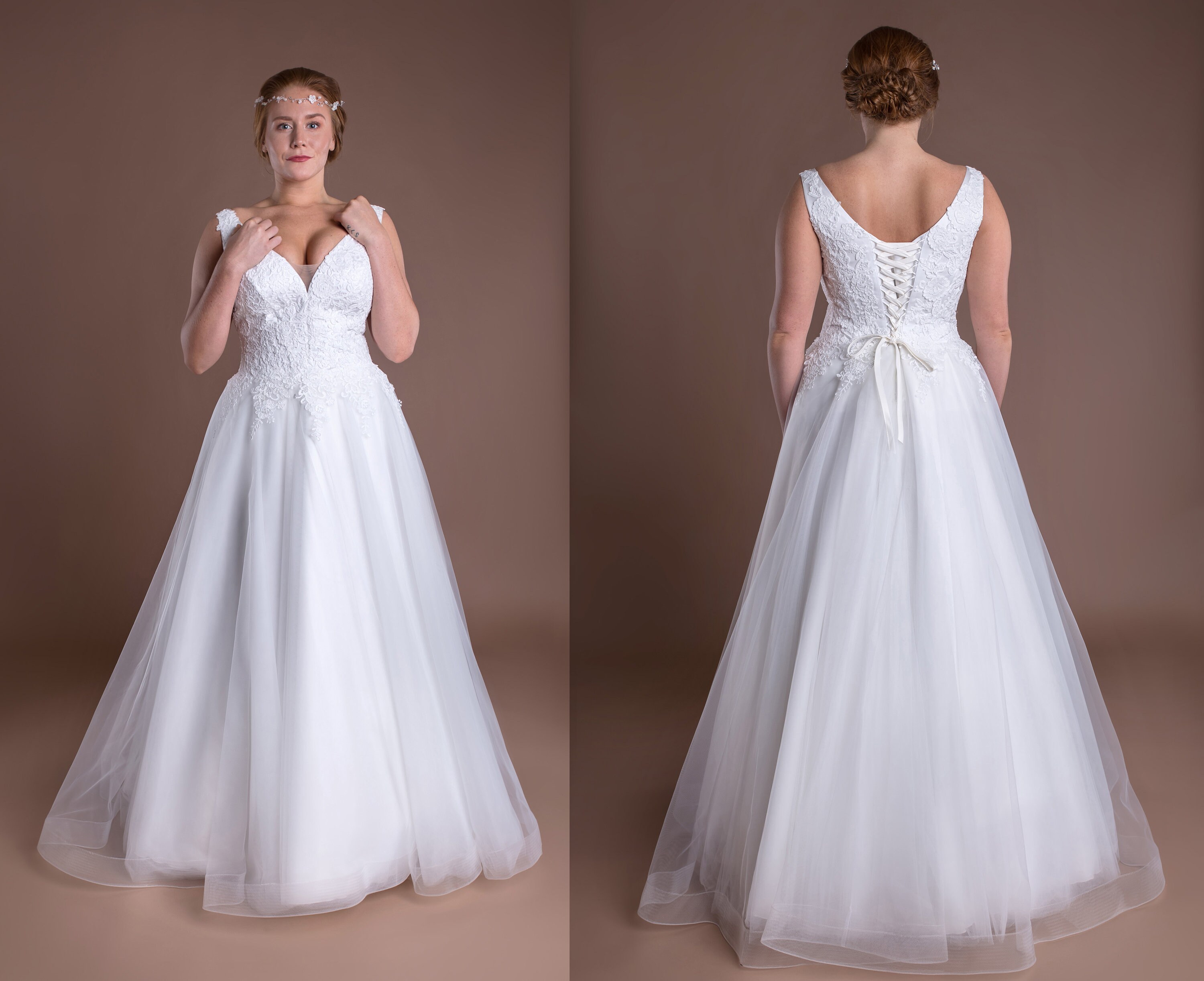 Flowy Ombre Wedding Dress Pregnant Bride Illusion Neckline Etsy