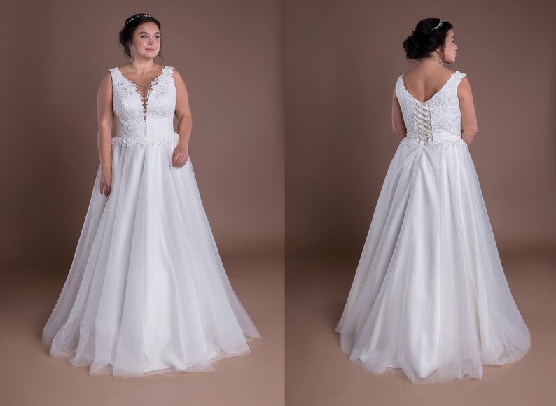 V Neck Corset Wedding Dress
