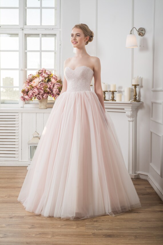 Beach Wedding Dress Tutu Skirt Pink Wedding Dresses Blush Etsy