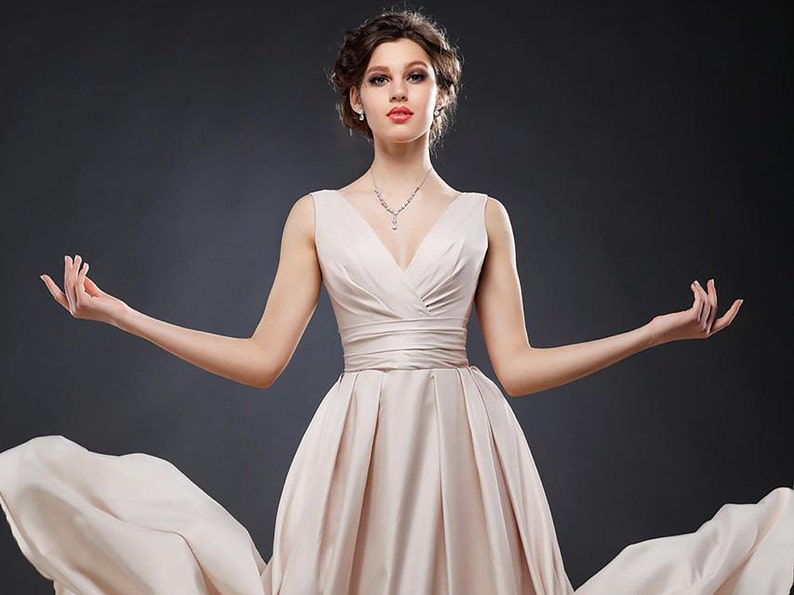 Long Ivory Prom Dress Elegant Satin Wedding Guest Dress Sexy | Etsy