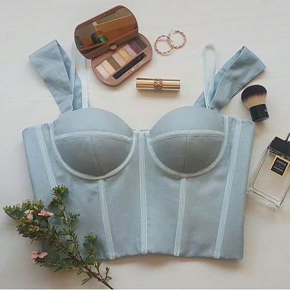 Forbigående Relaterede offentliggøre Light Blue Corset Top Women's Crop Top Boned Satin Corset - Etsy