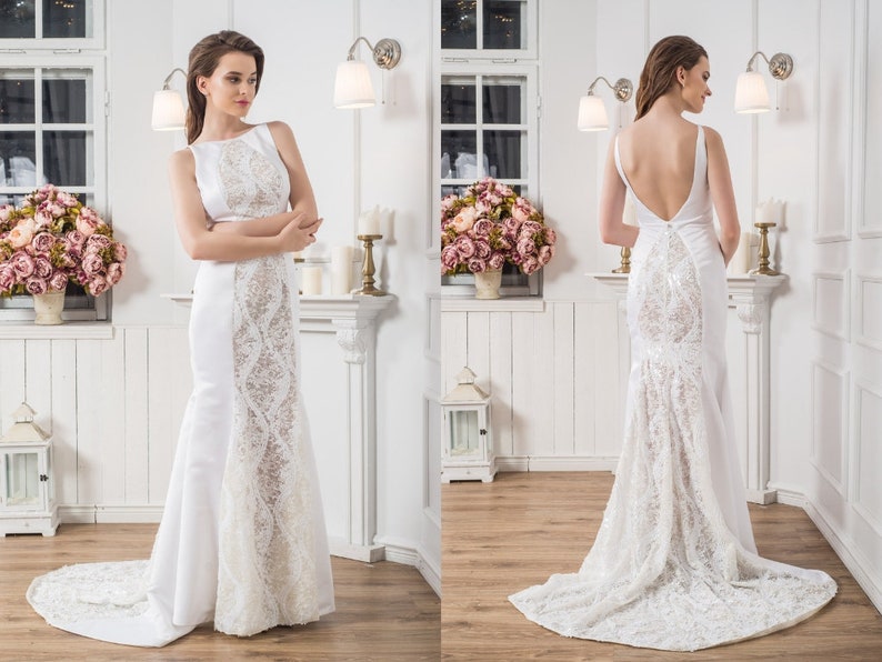 Open Back Sheath Wedding Dress