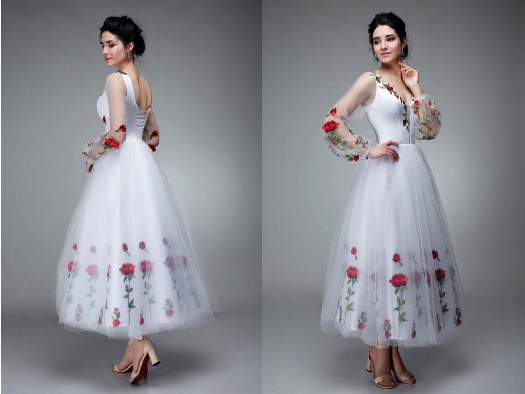 Dress White Red Reception Pinup Dress 