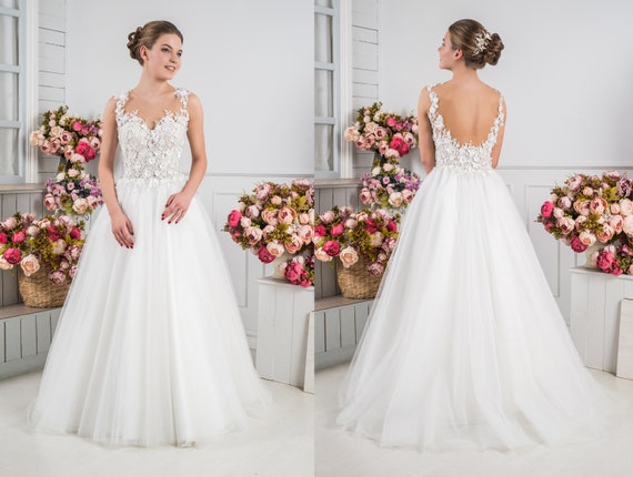 floral tulle wedding dress