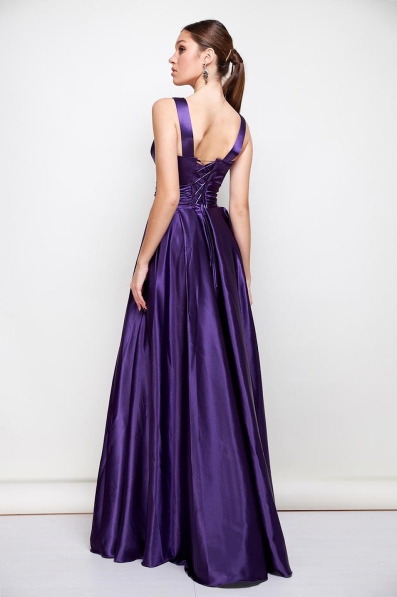 Long Purple Dress Wedding Guest Dress Eggplant Evening Gown - Etsy