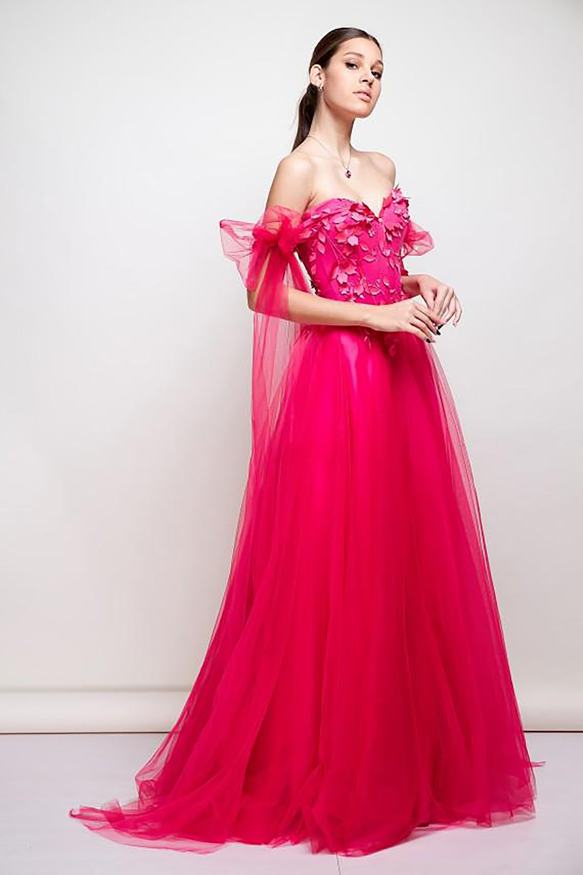 Hot Pink Wedding Dress Unique Bridal Gown Deep Pink 3D Floral Etsy