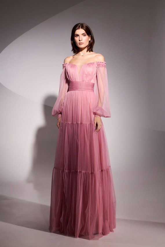 Fairy Dusty Pink Prom Dress Summer Wedding Guest Dresses - Etsy 日本