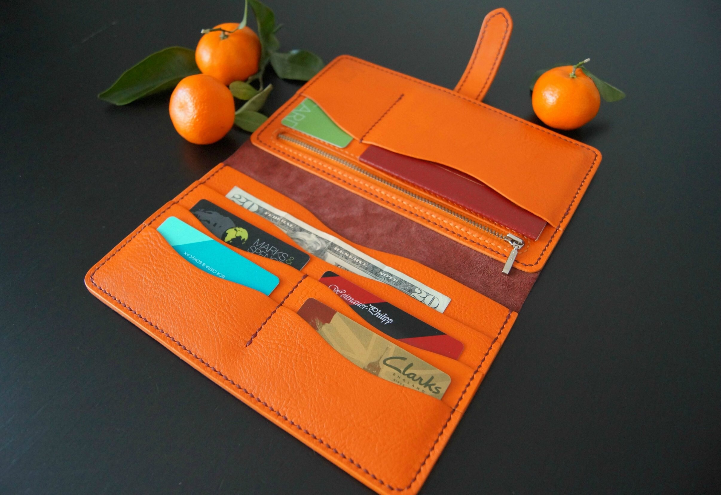 Travel Wallet Organizer Long Leather Wallet Passport Wallet Etsy