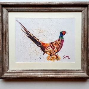Watercolour pheasant painting. Original. home decor. Pheasant Print. Pheasant art. country style. pheasant gift. pheasant. Framed. Unframed