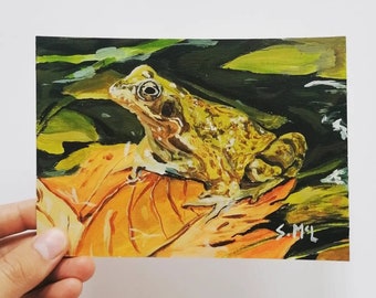Common Frog Acrylic Painting: Signed Wildlife Art Print