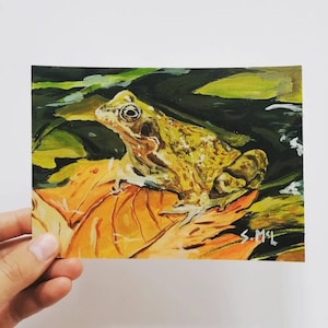Common frog painting. Frog painting. Frog print. Frog art. Frog gift. Framed. Signed. Natural wildlife. Acrylic painting. Earth colours. Art