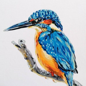 Kingfisher acrylic painting. Kingfisher painting. Kingfisher bird. colourful bird art. Signed. Original. Kingfisher gift. Water bird. print