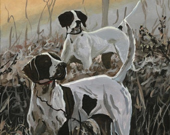 English Pointer Dog Painting: Original Acrylic Hunting Art