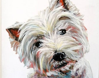 West Highland Terrier Dog Giclee Print: Signed Westie Portrait