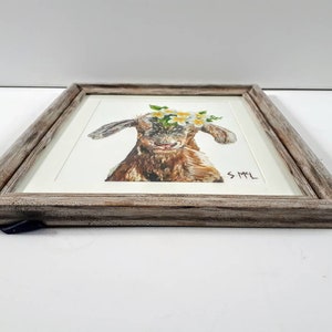 Floral goat painting. Kid painting. Goat print. Goat. Woodland nursery decor. Country style. Vintage. Farm House. Signed. Baby goat lover image 4