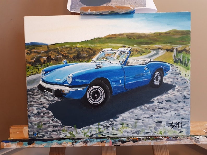 Custom car painting. Acrylic painting. car art. cars. car shows. Original. vehicle. Car lover gift. Personalised painting. Car picture. image 5